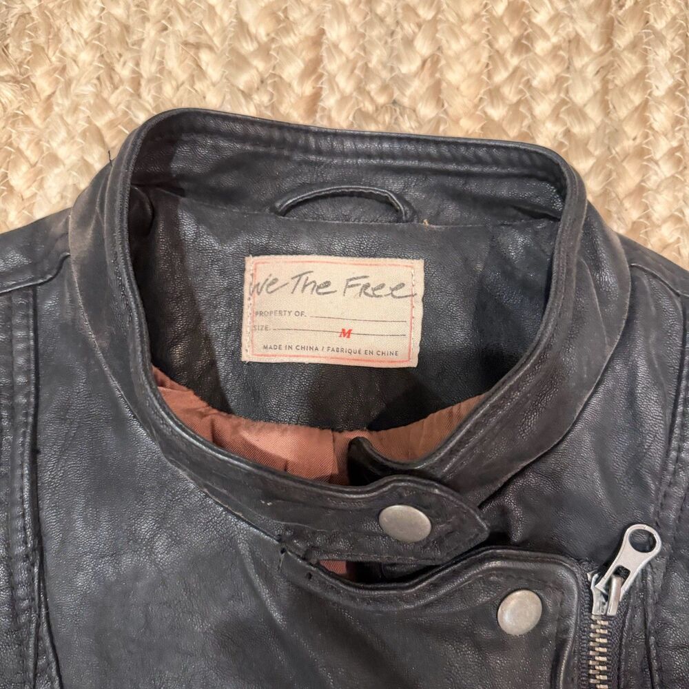 Free People Sz M Jealousy Leather relaxed Moto Jacket in Black - Picture 3 of 7